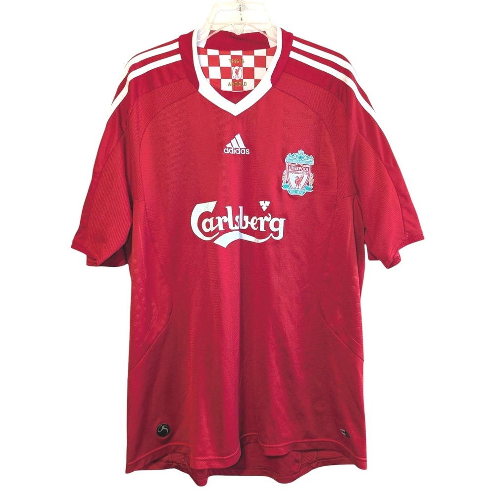 Adidas Liverpool FC 2008-2010 Home Jersey Carlsberg Red Mens Soccer Shirt XL
